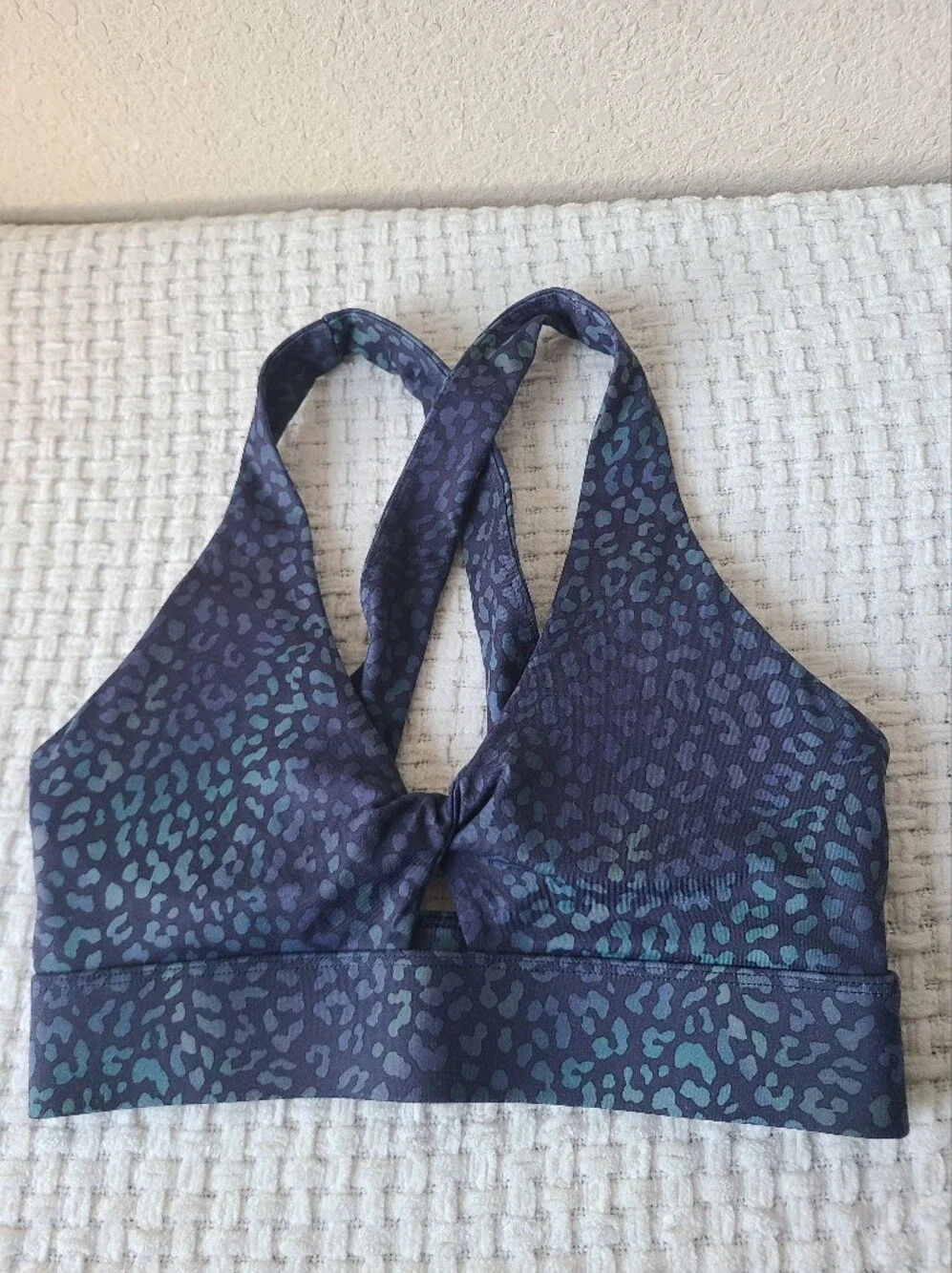 Fableticw Women's Dark Navy Leopard Print Racerback Sports Bra Size XS